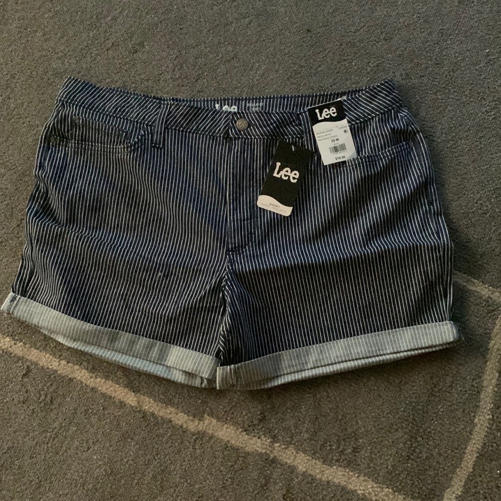 Pinstripe denim shorts